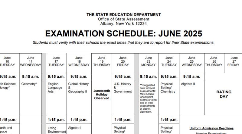 Regents 2025 schedule